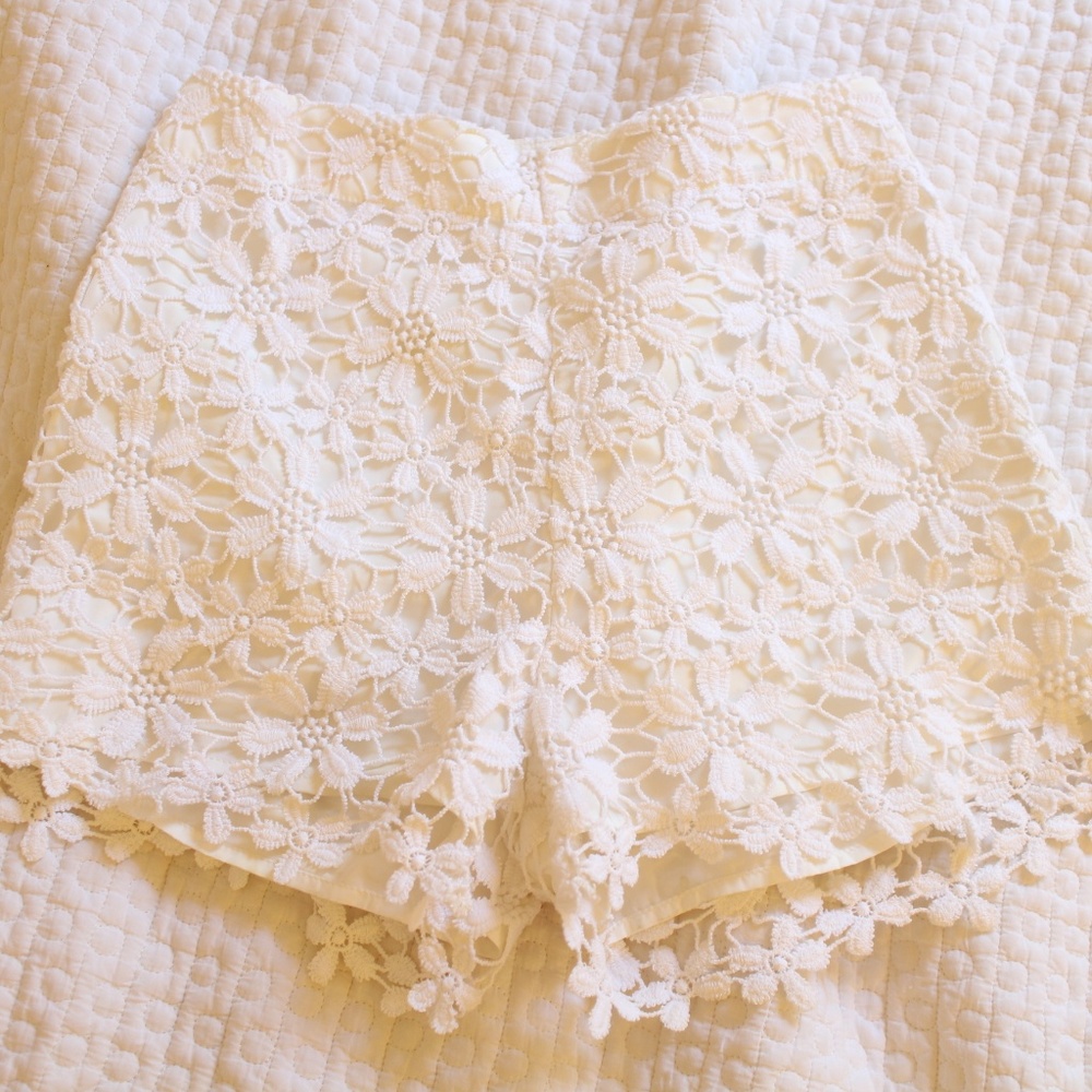 White Lace Eyelet Shorts from Hollister